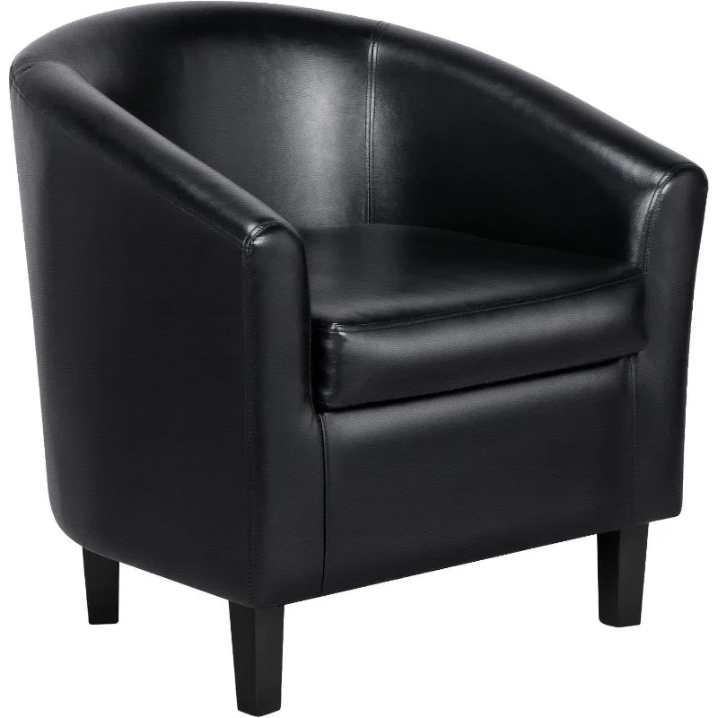 Chair, Faux Leather Accent Chair, Leather Armchair Club Chair with Soft Padded and Sturdy Legs for Living Room