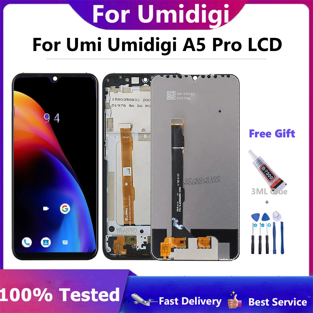 6.3 inch 100% Tested For UMIDIGI A5 PRO LCD Display+Touch Screen  LCD Digitizer Glass Panel Replacement  For UMIDIGI A5 PRO