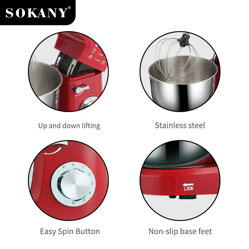 Sokany 268 Electric Stand Mixer Food Processor Mini Dough Kneading Machine with Mixing Bowl Stand/Table Structure