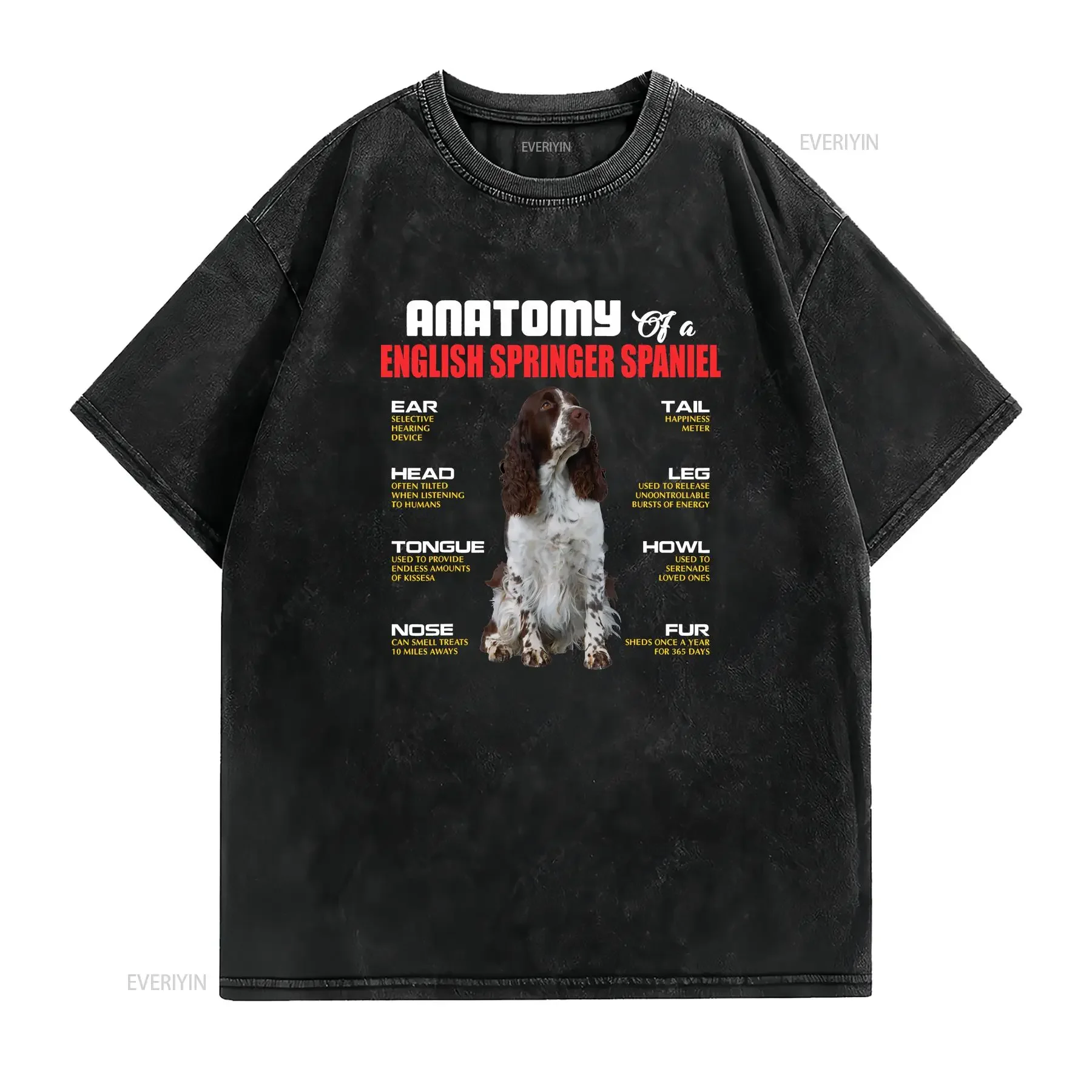 Anatomy Of A English Springer Spaniel Dogs Lover T Shirt SweaT 101353 vintage Washed Stretched Casual Versatile Stylish