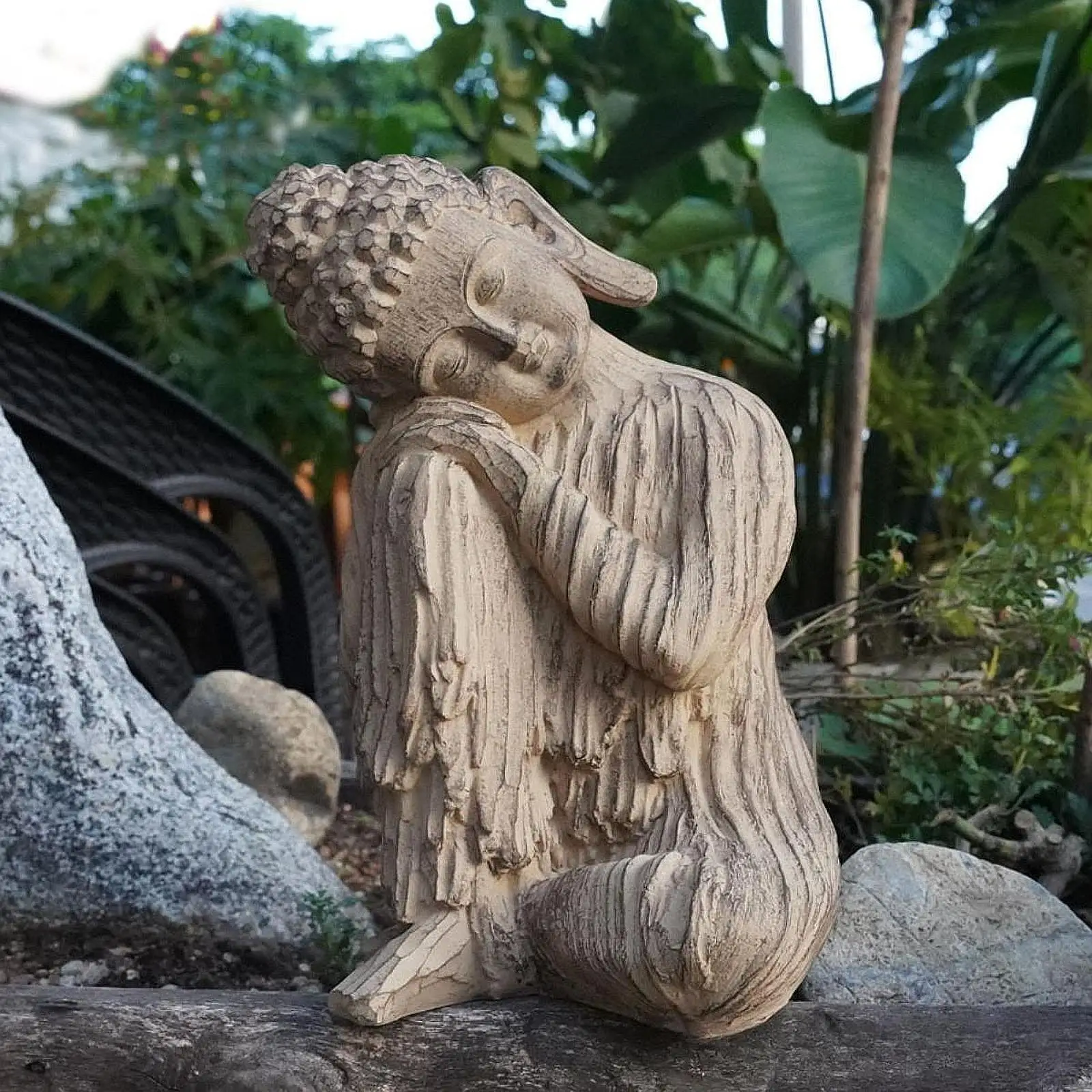 

Buddha Figurine Tabletop Ornament Art Crafts Buddha Garden Statue Decorative Sculpture for Shelf Office Patio Home Decoration