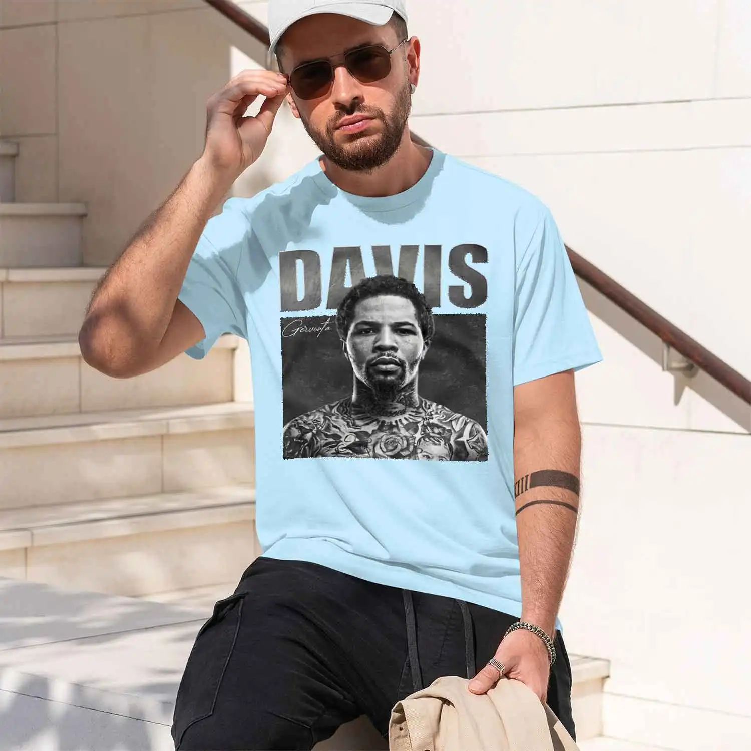 Gervonta Davis Portrait Tattooed Boxing The Boxings Ink-Fil Womens clothing men's crew neck t-shirt 2026 New Model Men’s Short-s view 4