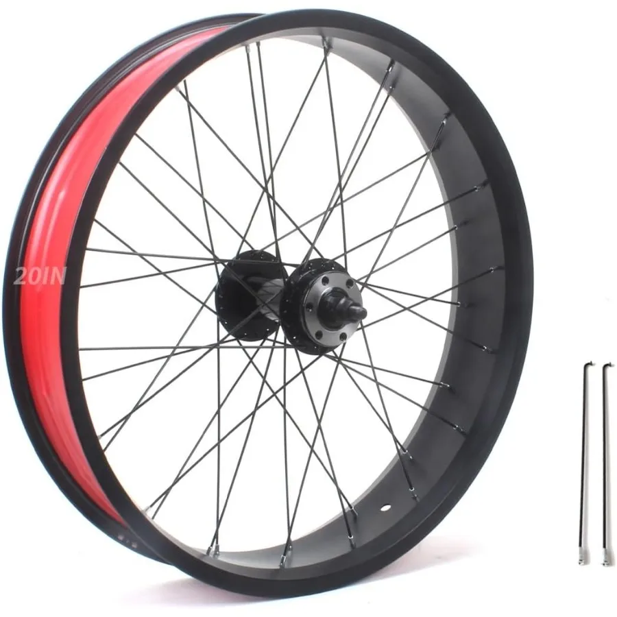 20インチ/24インチ/26インチ×4.0ファットタイヤバイクホイールセットディスクブレーキスノーバイク前後輪ソリッドシャフト135mm/195mm 36Hハブビーチバイク