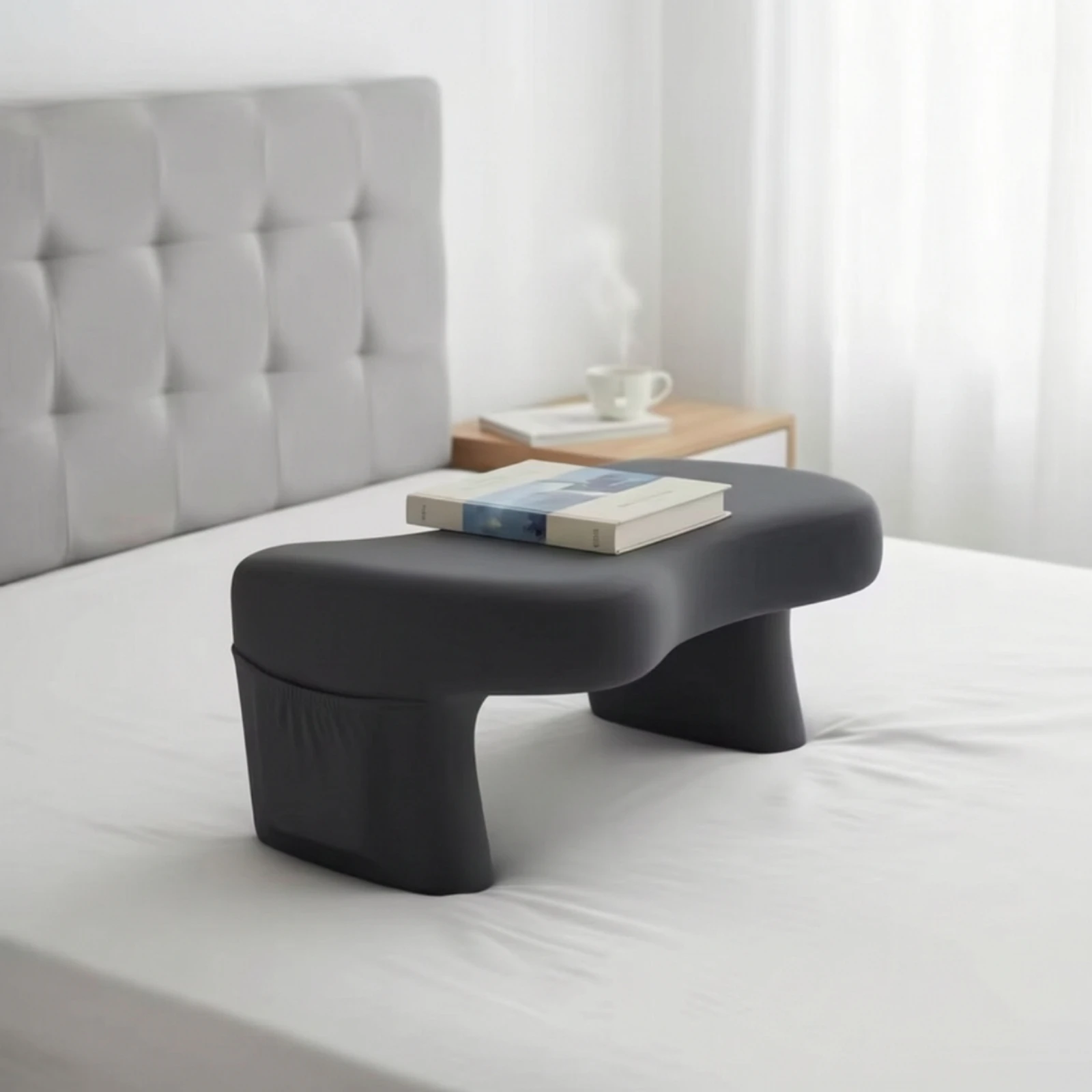 Foam Lap Desk Pillow Portable Reading Pillow with Side Pocket Bed Support Cushion Soft Soft for Students, Sofa, Home Office