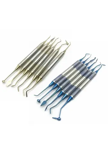 6pcs/set Dental Composite Resin Filling Spatula Titanium plated Head Resin Filler Set Restoration set Dental Instrument