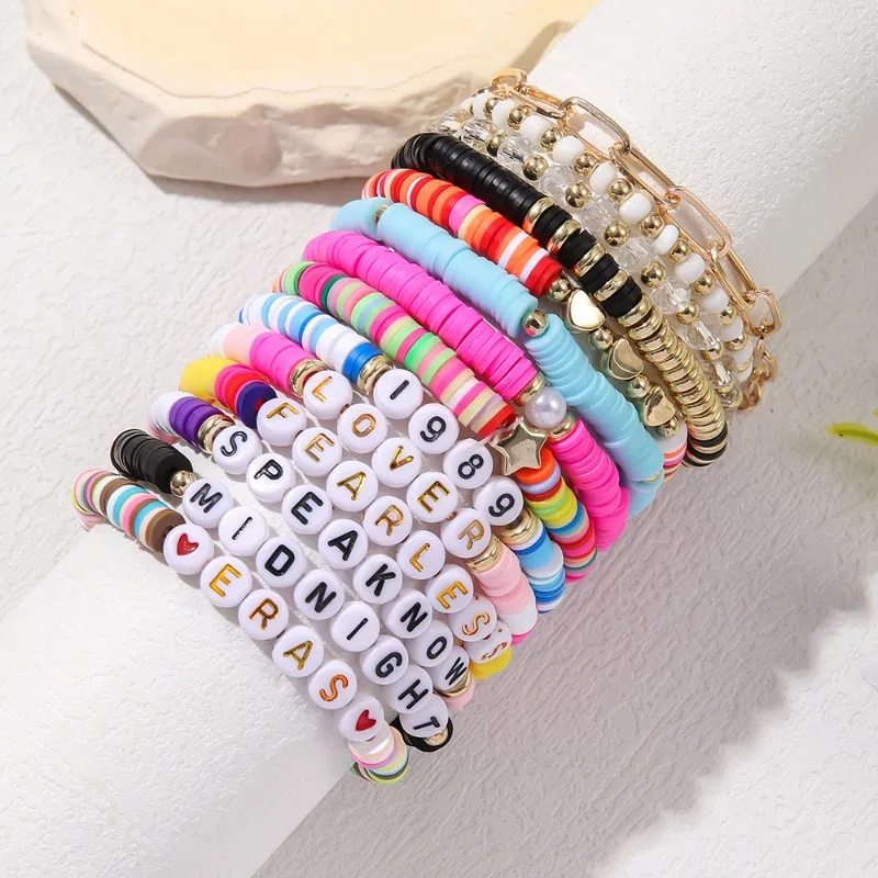 14pcs Taylor Friendship Bracelet Swift TS Clay Beads Music Album Collection Friendship Bracelets for Eras Tour Fans Lover