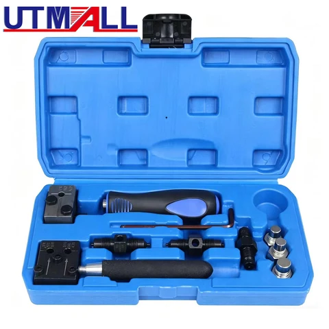 Набор инструментов для двойной развальцовки тормозных трубок, 11 предметов, для создания герметичных развальцовок для металлических трубок диаметром 4,75 мм/6,35 мм