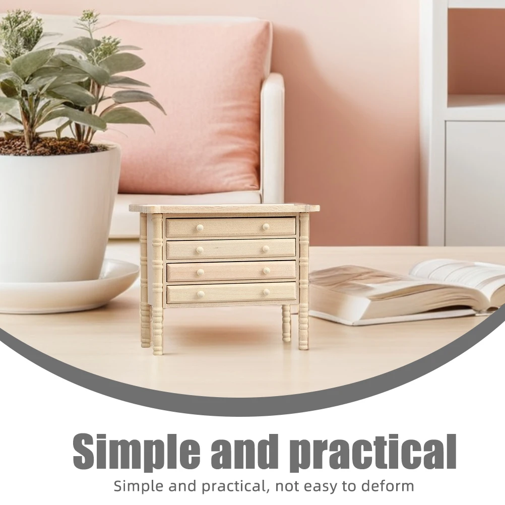 미니 나무 서랍장 인형의 집 가구 서랍장 책상 DIY 작은 장식 마이크로 장면