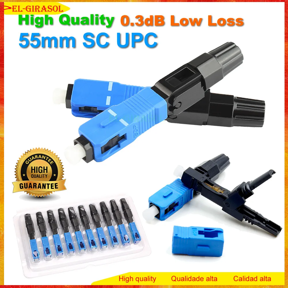 

50pcs SC UPC Single Mode Quick Connector Fiber Optic Field Assembly Embedded Fiber Optic Fast Connector FTTH