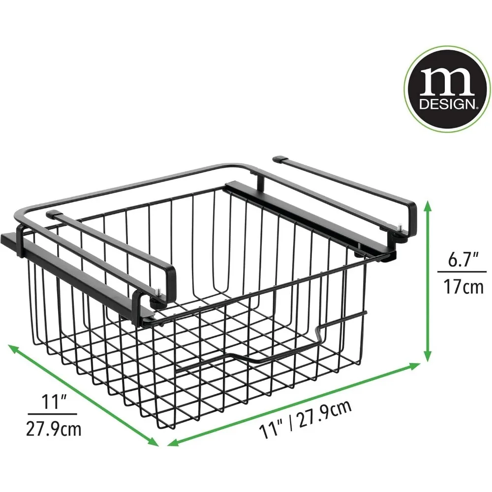 Cesta de cajón extraíble colgante compacta - organizador de almacenamiento deslizante debajo del estante - alambre metálico - se fija a los estanterías - fácil instalación