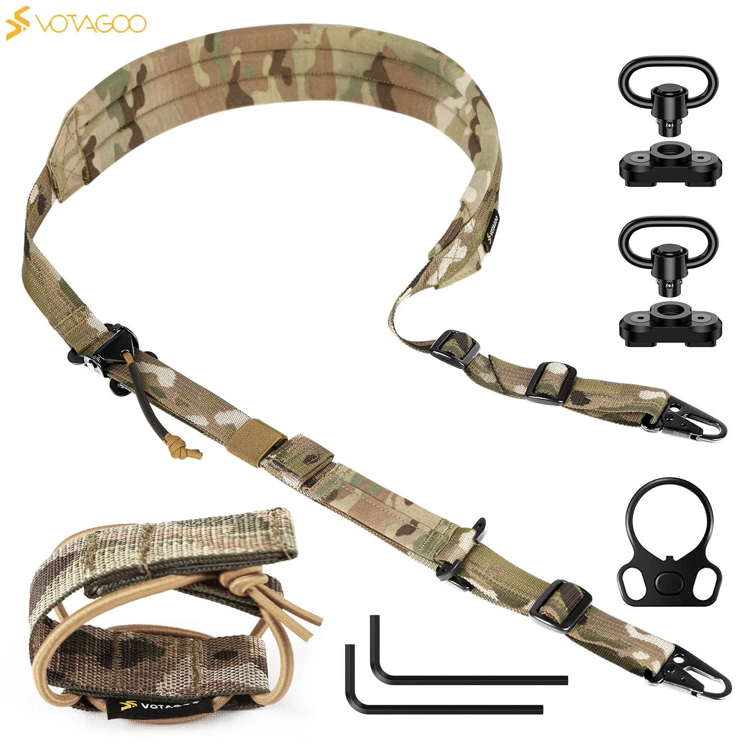 

VOTAGOO QD Sling 2-point Sling With Quick Adjustment Gun Strap And HK Hook Soft Shoulder Pad Sling, Used For Hunting Tactical