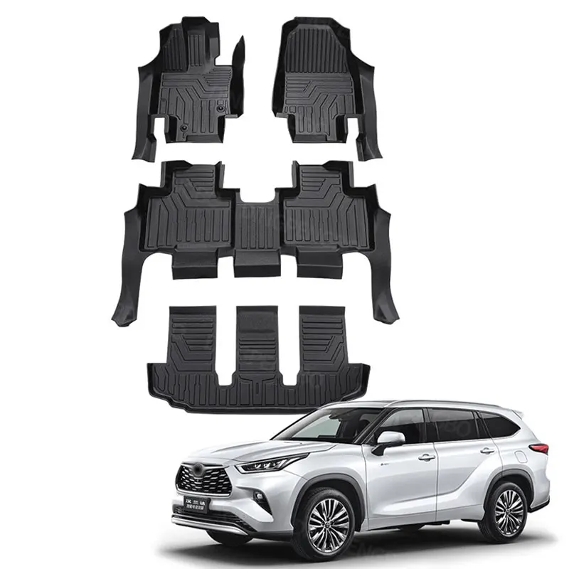 For Toyota Highlander 2022-2026 LHD 5/7 Seater TPE Car Floor Mats Custom Fit Waterproof Foot Mat Carpet Floor Liners