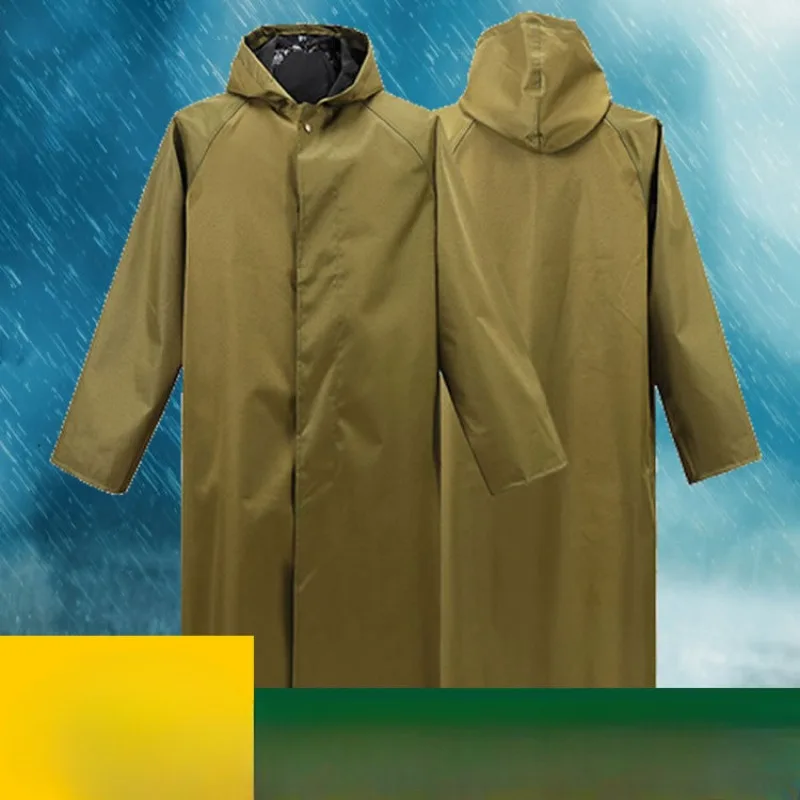 2024 New Long Sleeved Canvas Thickened Outdoor Hiking Construction Site One-piece Windbreaker Style Poncho Full Body Raincoat