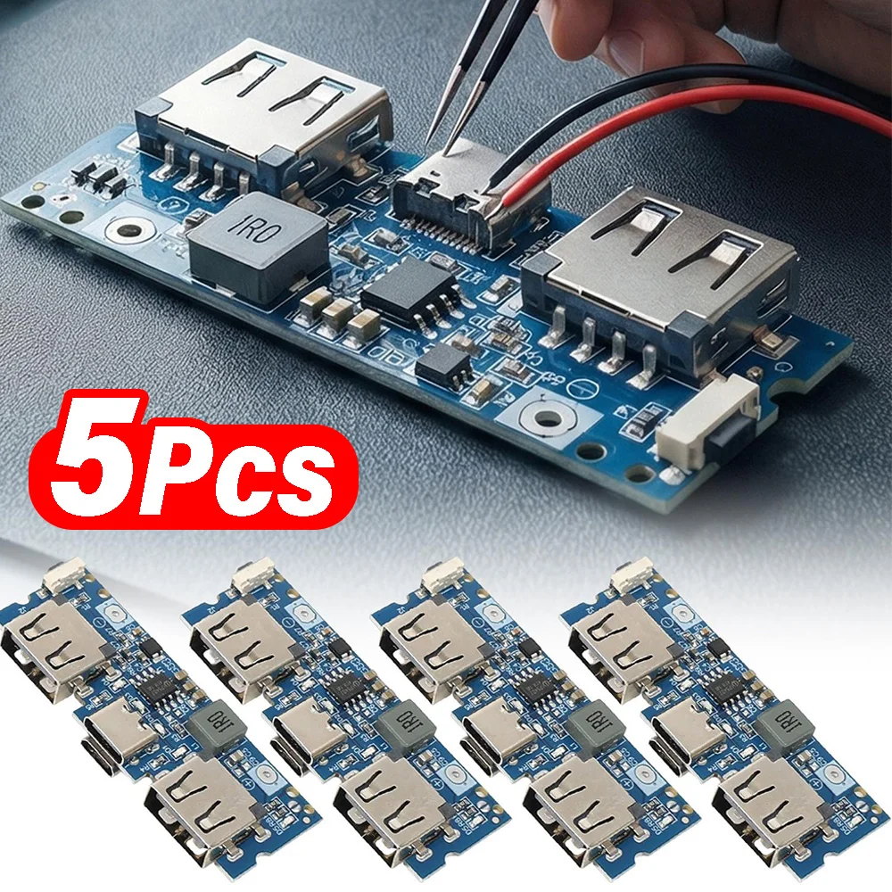 1-5Pcs 2.4A Mobile Power DIY Motherboard 5V Power Board Type-c Charging Port Dual Usb Charging Treasure Power Board Boost Module
