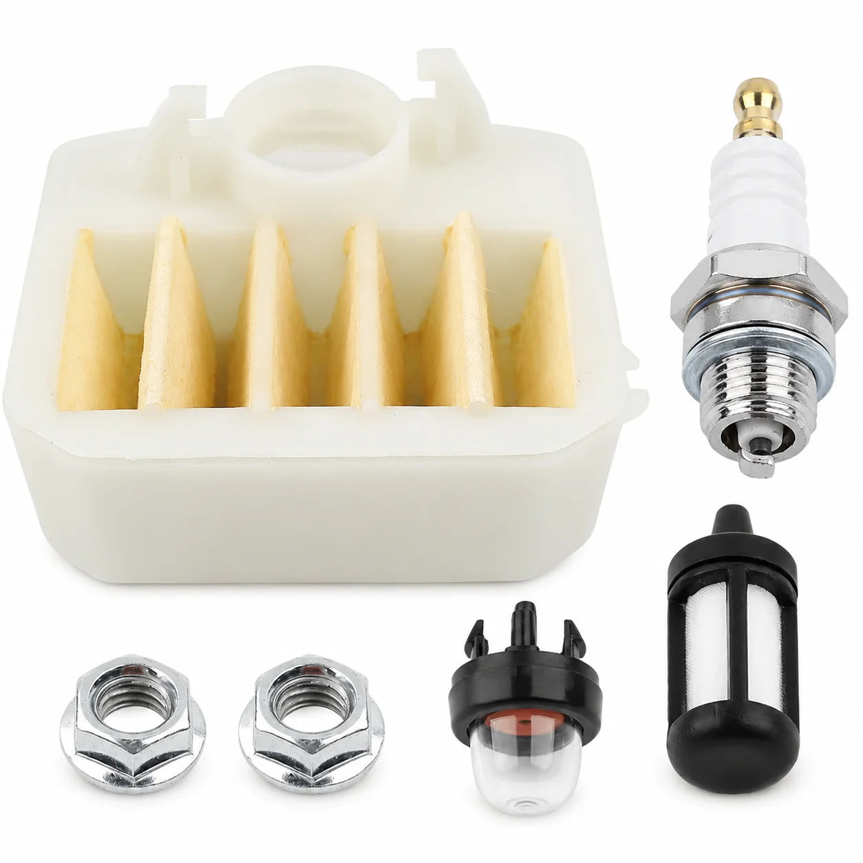 Tune Up Kit For Husqvarna 340 345 346XP 350 351 353 Chainsaw, Air Filter Spark Plug Fuel Filter Primer Bulb Bar Nuts Saw Parts