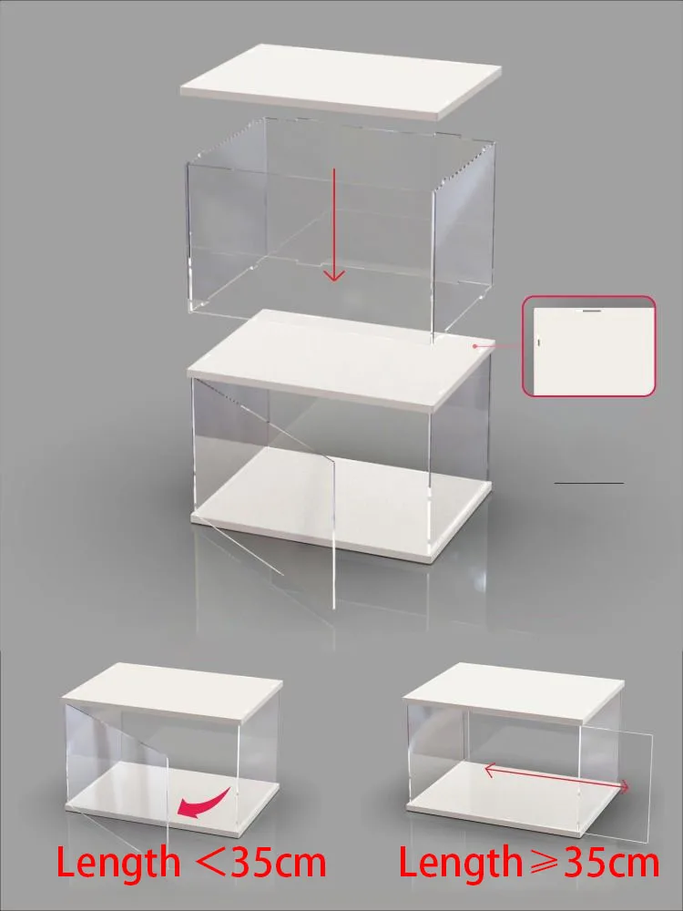 Stackable Acrylic Display Case w/h Lamp for Figures Toy Collectible,Countertop LED Light Display Box Stand Dustproof Showcase