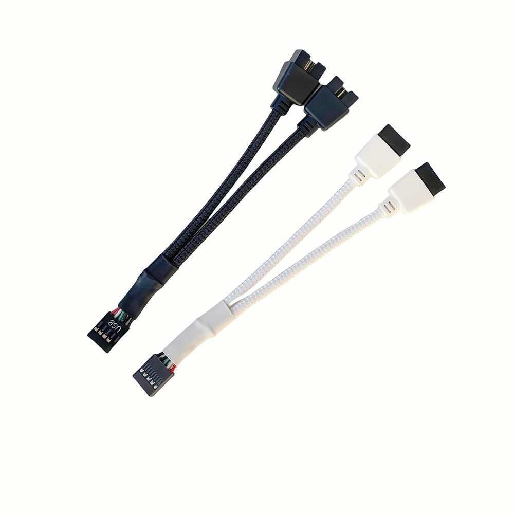 Divisor de Cable USB de 9 pines a doble 9 pines, caja de ordenador, placa base, 1 en 2 salidas, transferencia de datos, escudo trenzado, Cable, HUB, línea de extensión