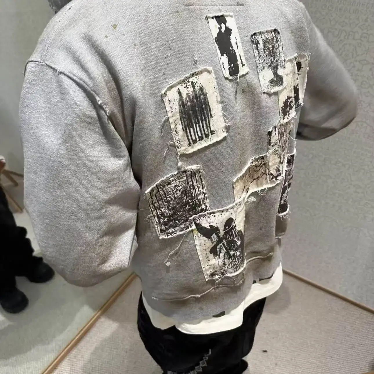 Und 24FW Patch Old Damaged Mud Dyed Zipper Sweater Jacket