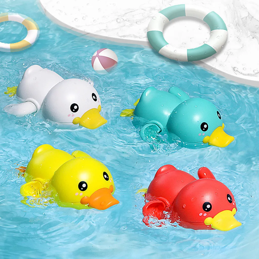 HOBath-Jouets de baignoire pour enfants, douche de bébé, horloge, natation, jeu d'eau, mignon petit canard jaune, jouets de bain pour enfant