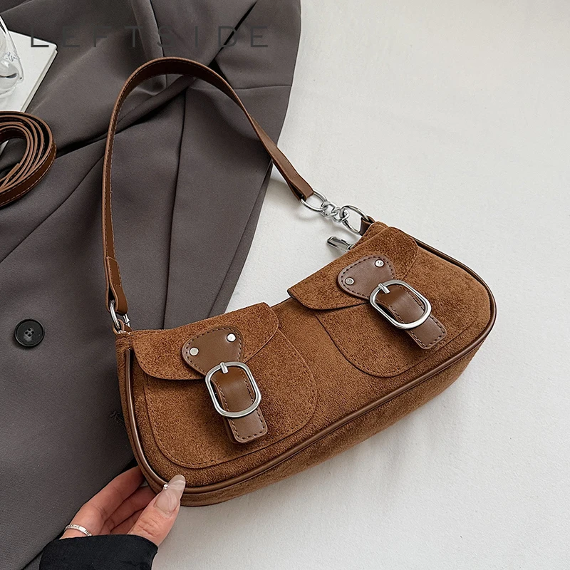 

Левая сторона, женская маленькая сумка на плечо из искусственной кожи, Зимняя мода 2024, ретро сумка подмышки, роскошные брендовые дизайнерские сумки и кошельки