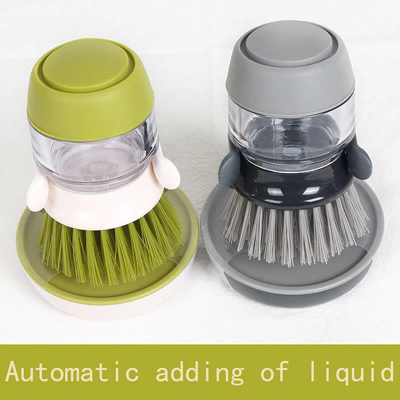 Kitchen Cleaning Brush Liquid Addition Soap Brush Household Kitchen Pot Scrubbing Brush Dishwashing Brush Liquid Soap Dispenser