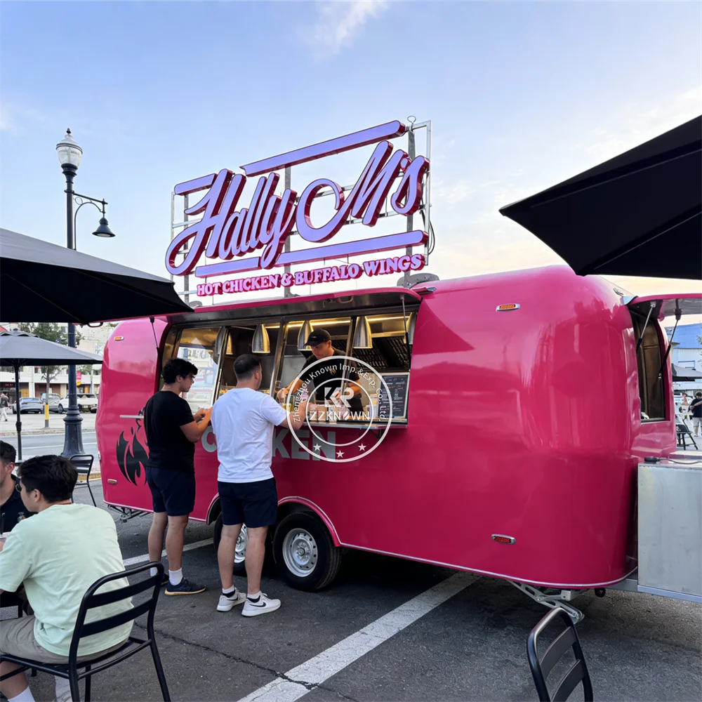 

Outdoor Custom Street Portable Mobile Fast Food Truck Tea Coffee Bar Snack Pizza Vending Food Cart Trailer With Full Kitchen