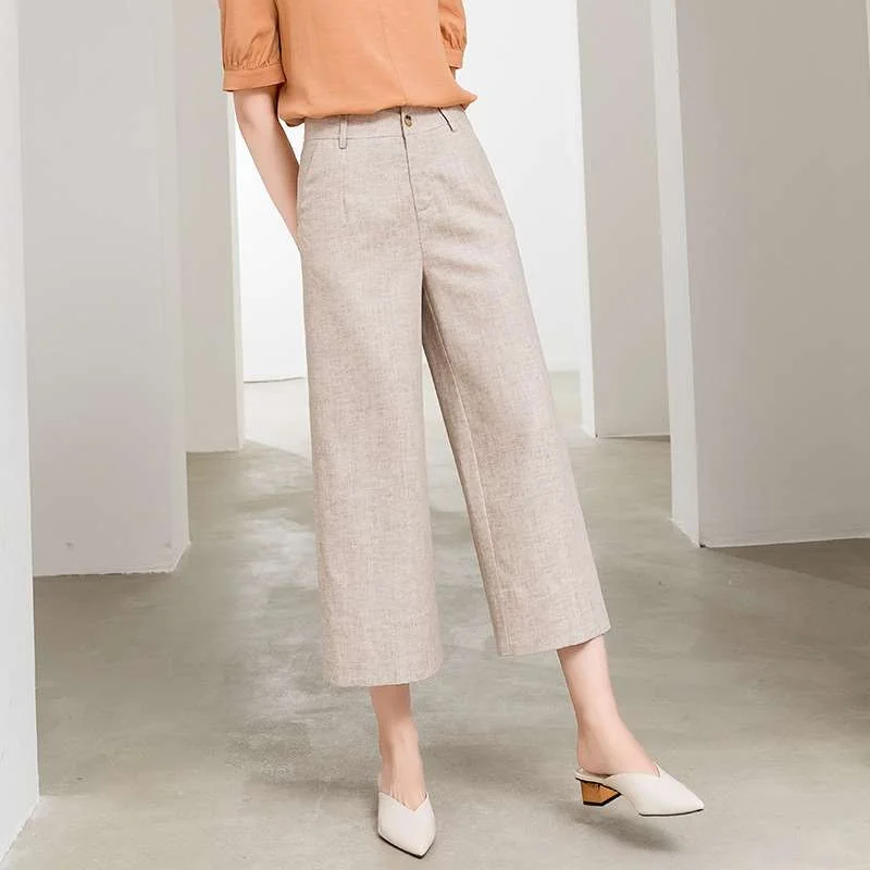 

Льняные широкие брюки женские летние тонкие повседневные в художественном стиле Cleanfit с низкой талией из ПВХ и других материалов 00%