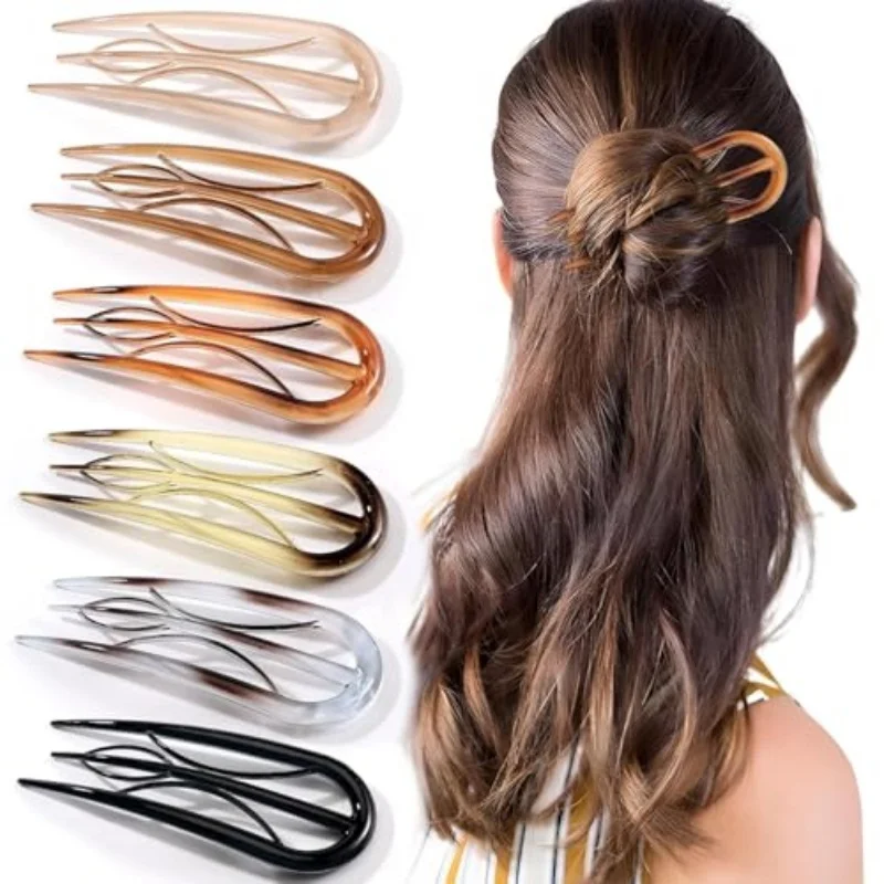 

French Hair Pins for Women, Large Styling Pins for Thin Thick Hair, Unique 3 Internal Teeth Sticks