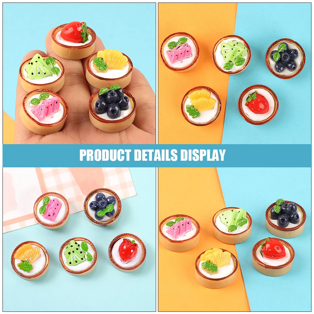 12 Pcs Fruit Cake Miniature Toy Model Dessert Decor Props Pretend Resin Ornament