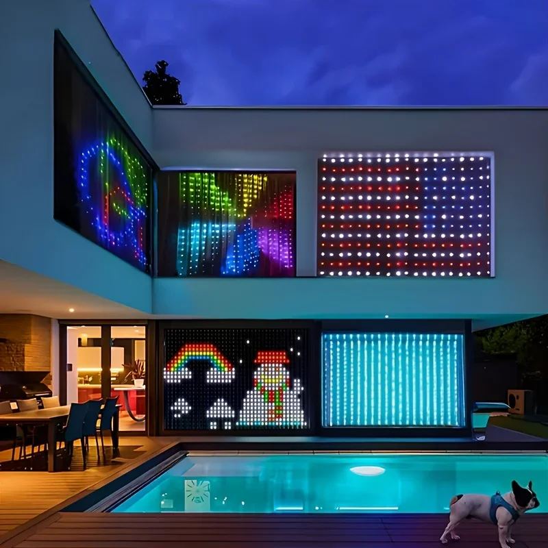 Luci per tende intelligenti Lucine a LED per esterni IP67 Luci a corda impermeabili Modello fai-da-te Timer di sincronizzazione musicale per decorazioni natalizie domestiche