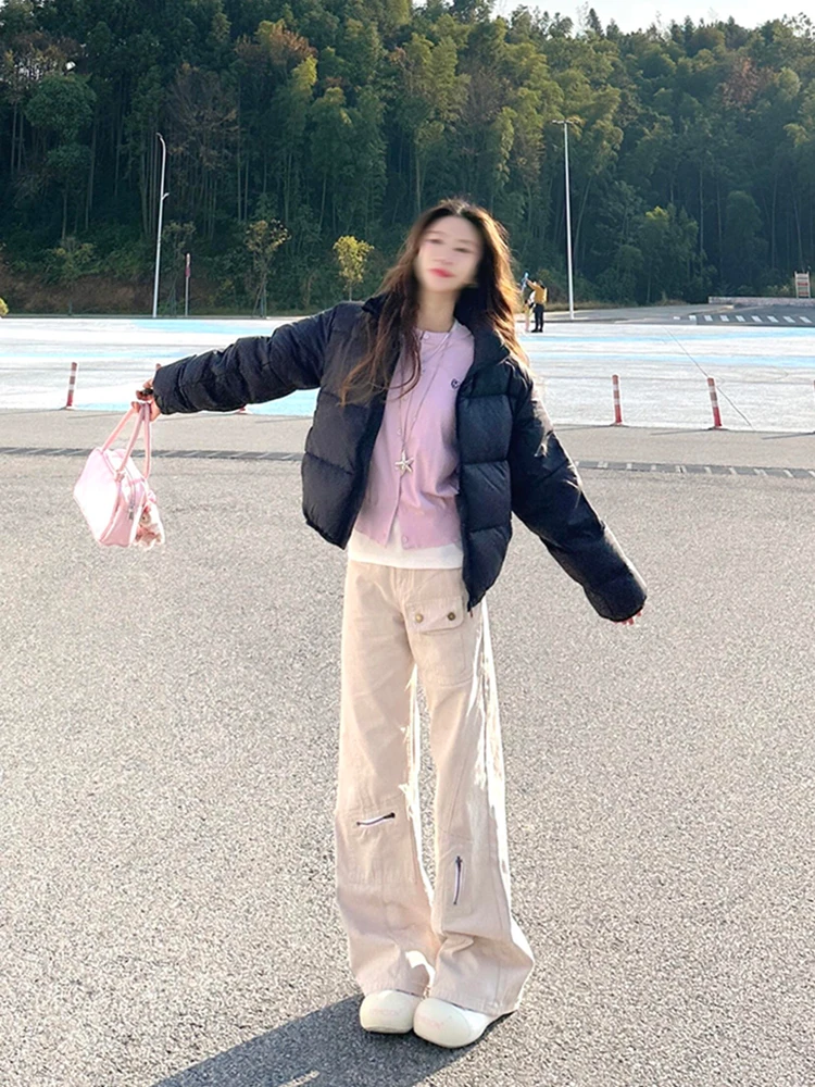 

Женские джинсы цвета хаки с широкими штанинами, весна 2025, новые, с высокой талией, прямого кроя, длина в пол