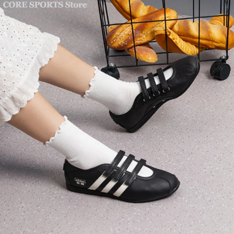 Adidas ANFU MJ W KH7638 Trefoil Women Casual Shoes Velcro Leather Upper Comfort Insole Rubber Outsole Cold Cement Craft