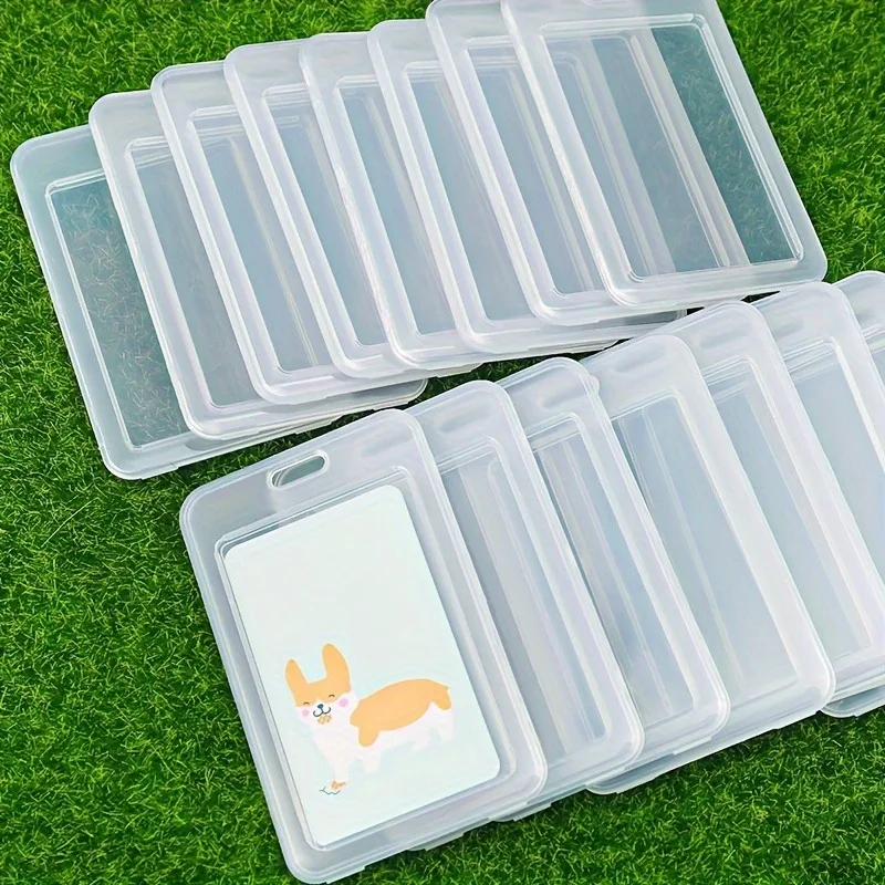 15Personalized Transparent Flip Cover ID Card Holder，Plastic protective box，Applicable to Bus Pass、Meal Card、Badge、Small Card、Of