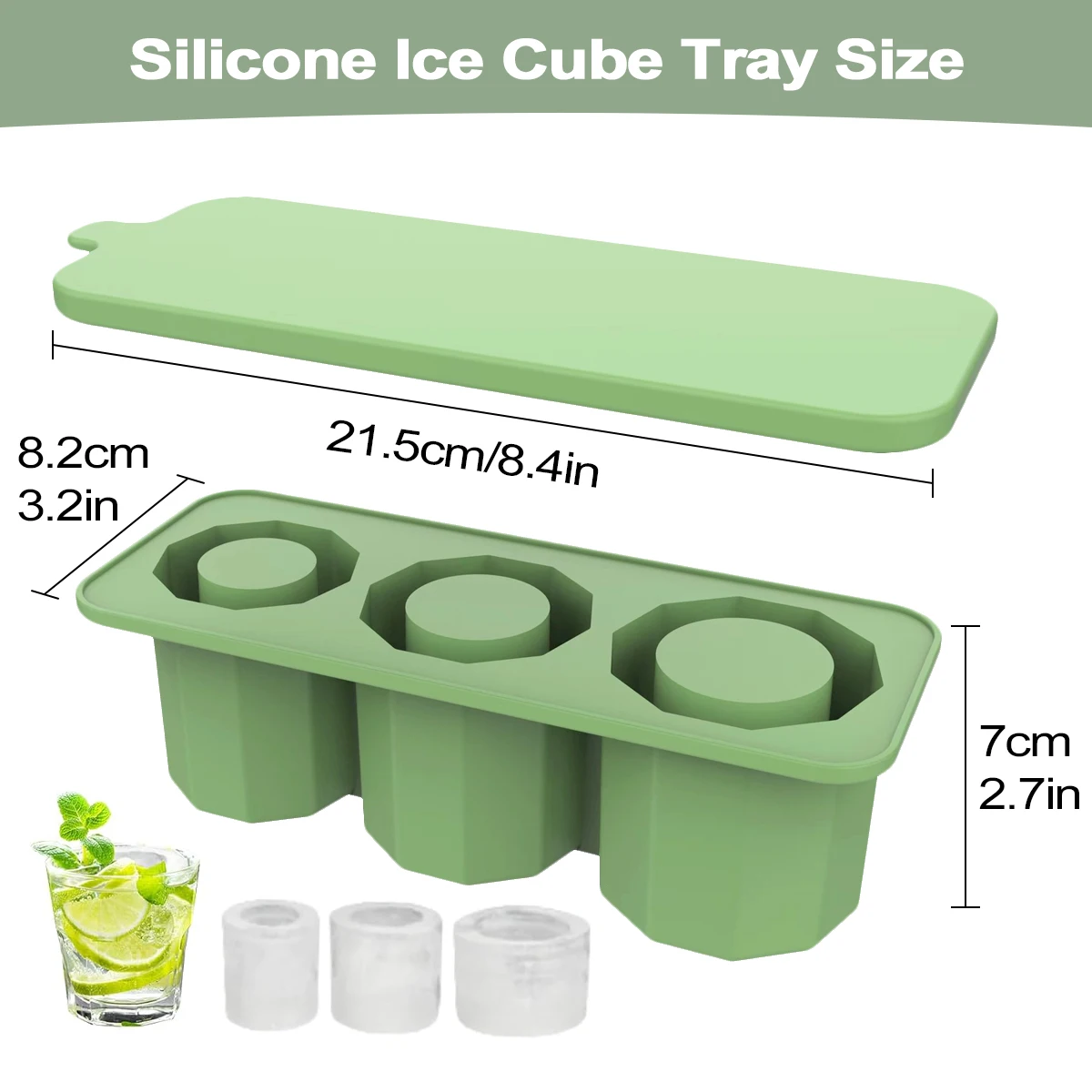 Leeseph Ice Cube Tray for Stanley Cup Tumbler Cup , Cylinder-Shaped Silicone Ice Mold with Lid , Stanley Cup Accessories