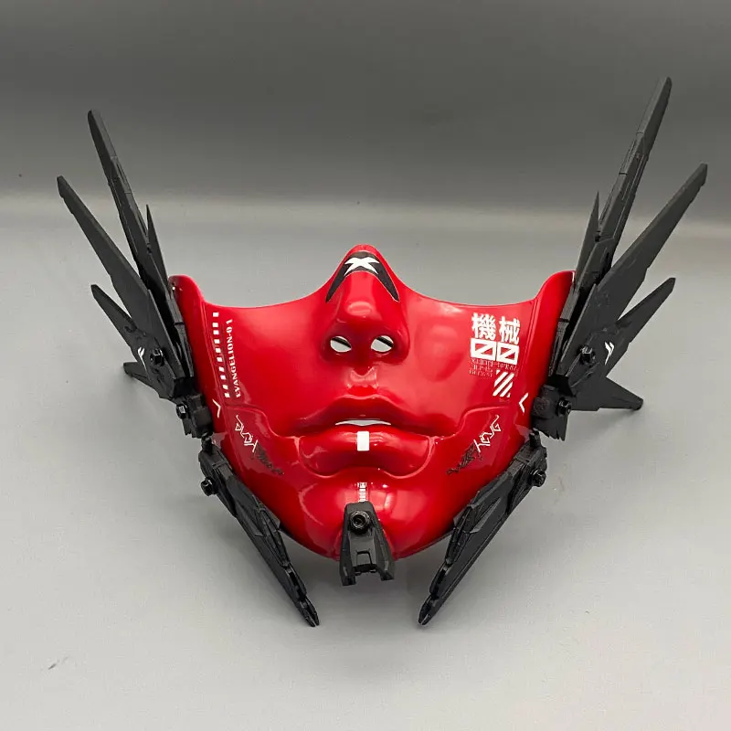 Half Face Punk Mask Technology Functional Creative Props Red Mechanical Feeling Headwear Cosplay Party Nightclub Masks