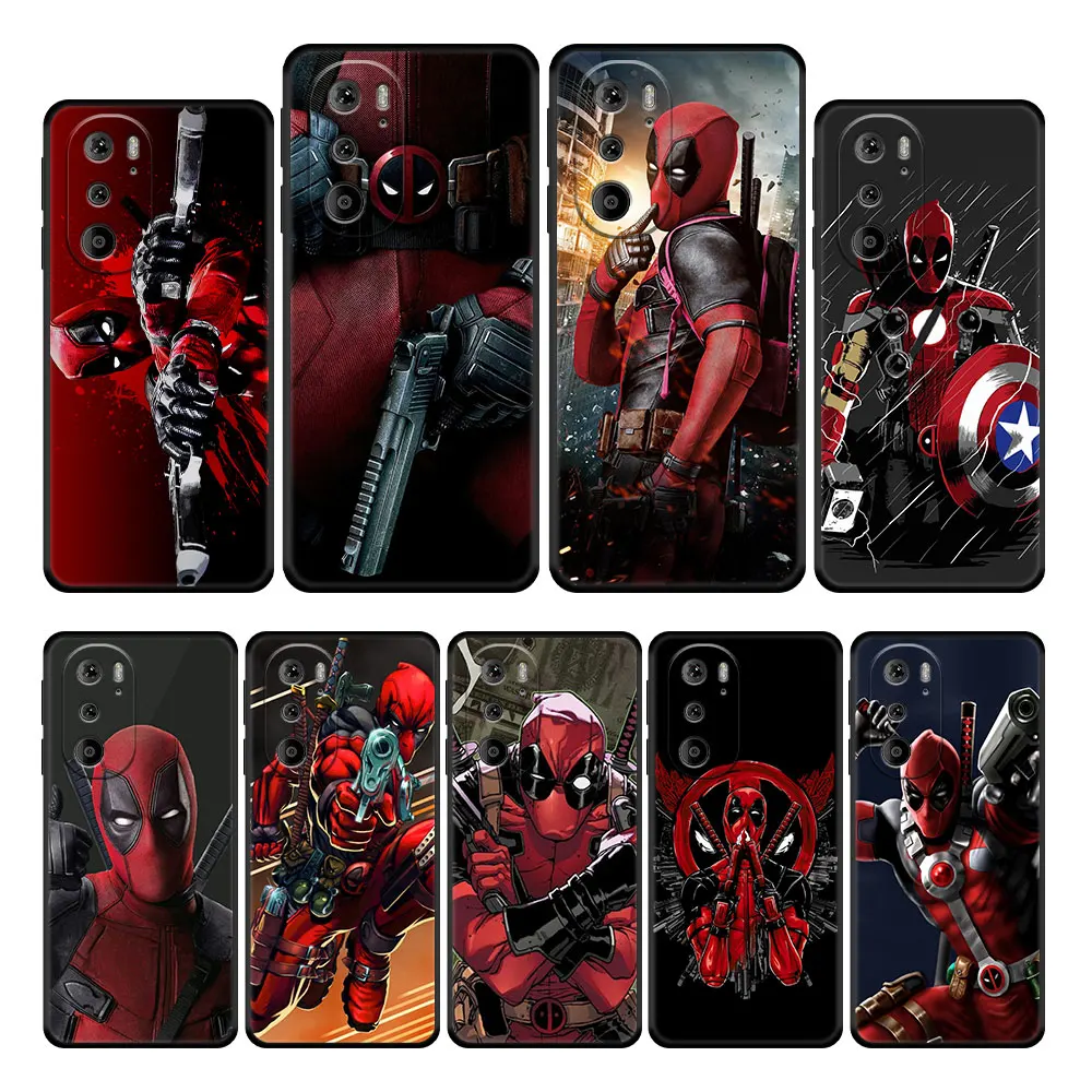 Black Deadpool Marvel Case for Motorola Moto G31 Edge 20 30 Pro G71 G60 G51 5G G22 G30 G200 X30 One Fusion Phone Official