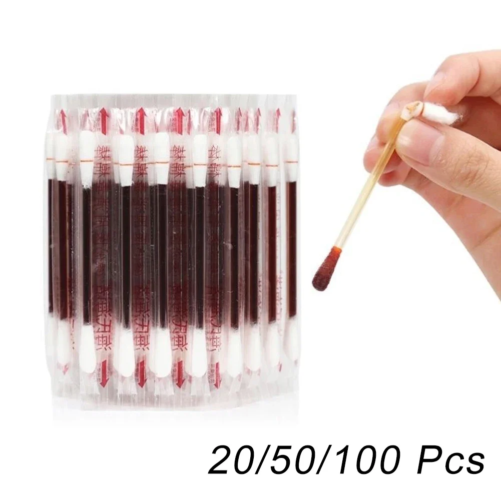 10/20/50/100Pcs Einweg Medizinische Stick Baumwolle Tupfer Jod Desinfektion Hause Outdoor Antibakterielle Pflege Dressing erste Hilfe Tupfer