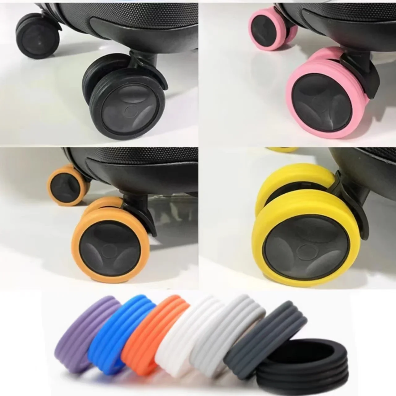 Viagem Bagagem Wheels Protector, Silicone Caster Shoes, Reduzir o Ruído, Guarda Capa, Mala Acessórios, 4Pcs, 8 Pcs