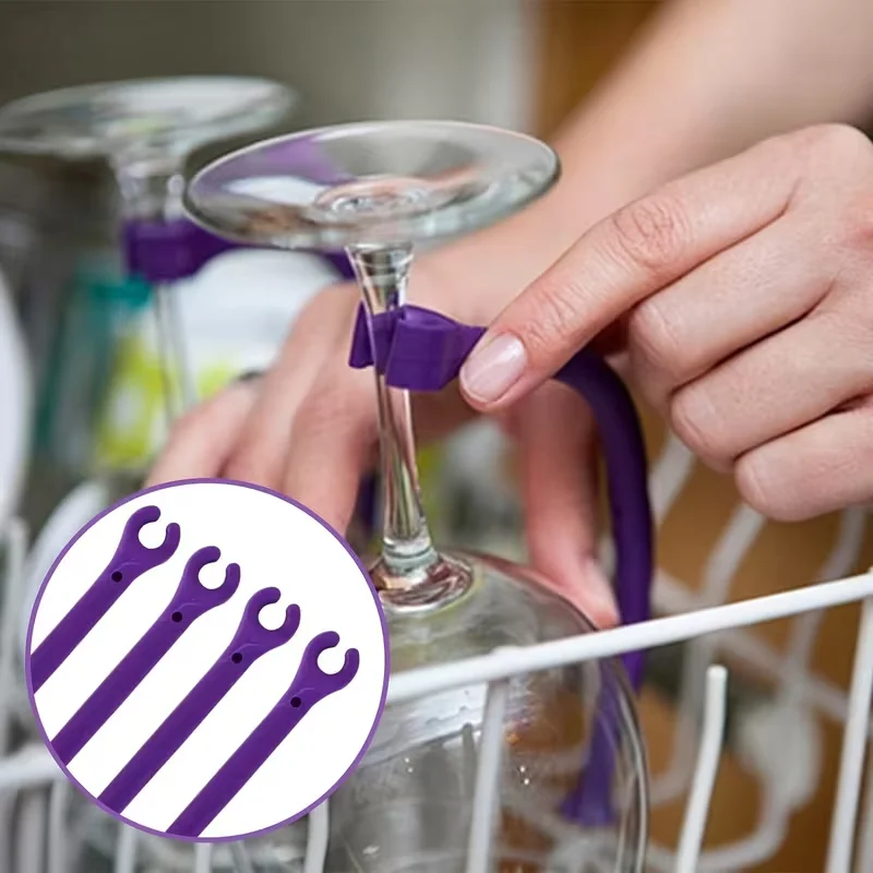 Space-Saving Silicone Wine Cup Holder - Adjustable, Perfect for Tall Glasses, Ideal for Kitchens and Restaurants