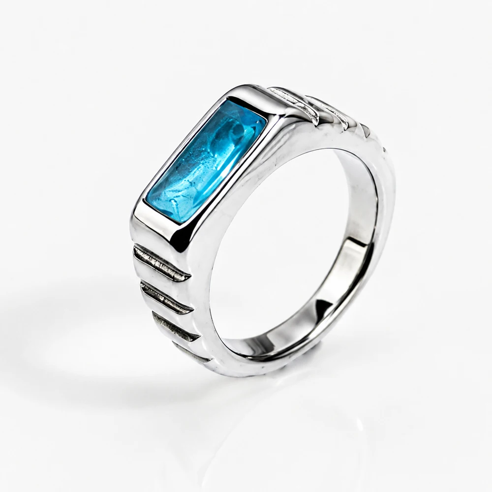 Vintage Luxus Smaragdgrüner Edelsteinring für Herren, Edelstahl, breites Band, rechteckiger Ring, Retro-Streifendesign, Statement-Schmuck – Detail 17