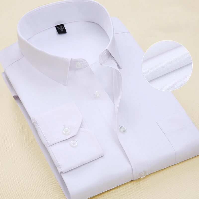 Men\'s Shirt Long Sleeve Extra Large Size Office Formal Solid Color Classic Versatile Fashion Business Shirts Men\'s Wear S~7XL