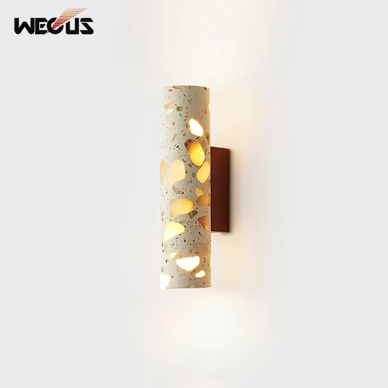 

Mid Century Wall Light Wabi Sabi Style Simple Bedroom Bedside Living Room Cream Style Corridor Staircase Creative Wall Lamp