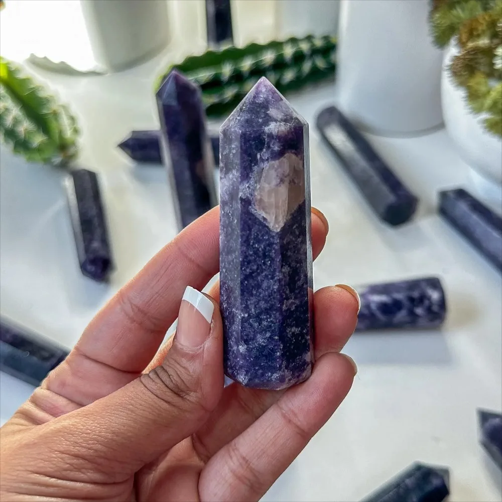 Natural Purple Lepidolite Crystal Tower, Polished Mineral Obelisk, Home Ornament, Spiritual Decoration Collectible Gift