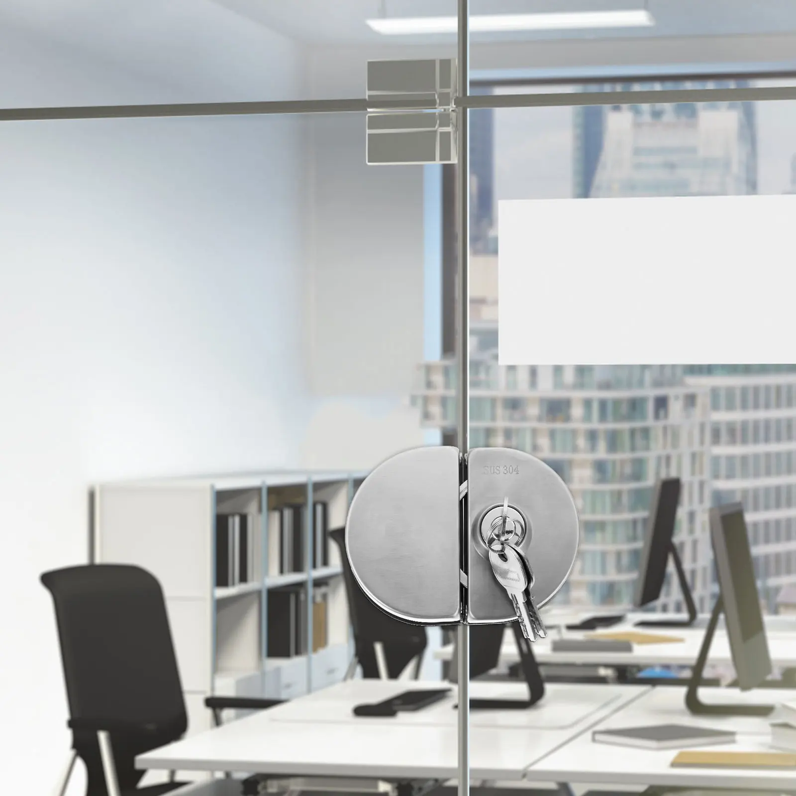 

Glass Door Lock Double Bolts for 10-12mm Thickness Toughened Glass Doors Heavy Duty Security Lock for Office Home Entrance