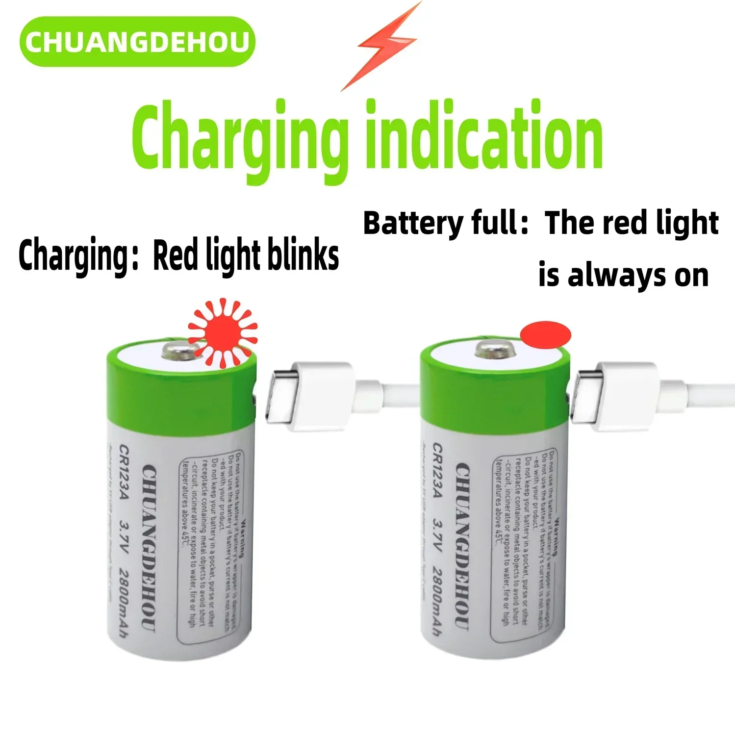 CR123A rechargeable battery USB,2800mAh LED flashlight lithium-ion battery travel 16340 CR123 battery Type-C Cable Fast Charging