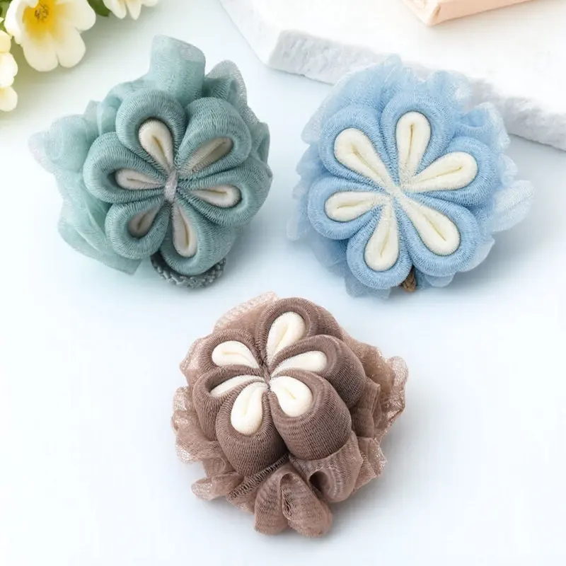 

3Pcs Bathing Ball Exfoliating Shower Balls Gentle Skin Scrubbers Bathroom Mesh Loofahs Portable Body Scrubbers