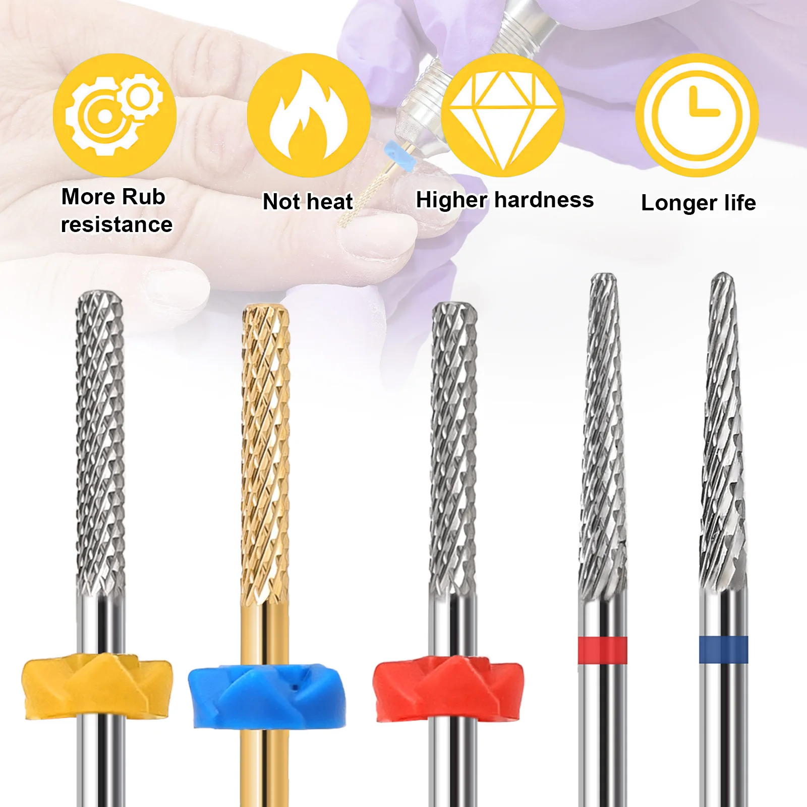 Brocas profissionais de carboneto para unhas, aço de tungstênio, cabeça de polimento, acessórios de lixa de unha, ferramenta natural de cuidados com pedicure, 1 peça