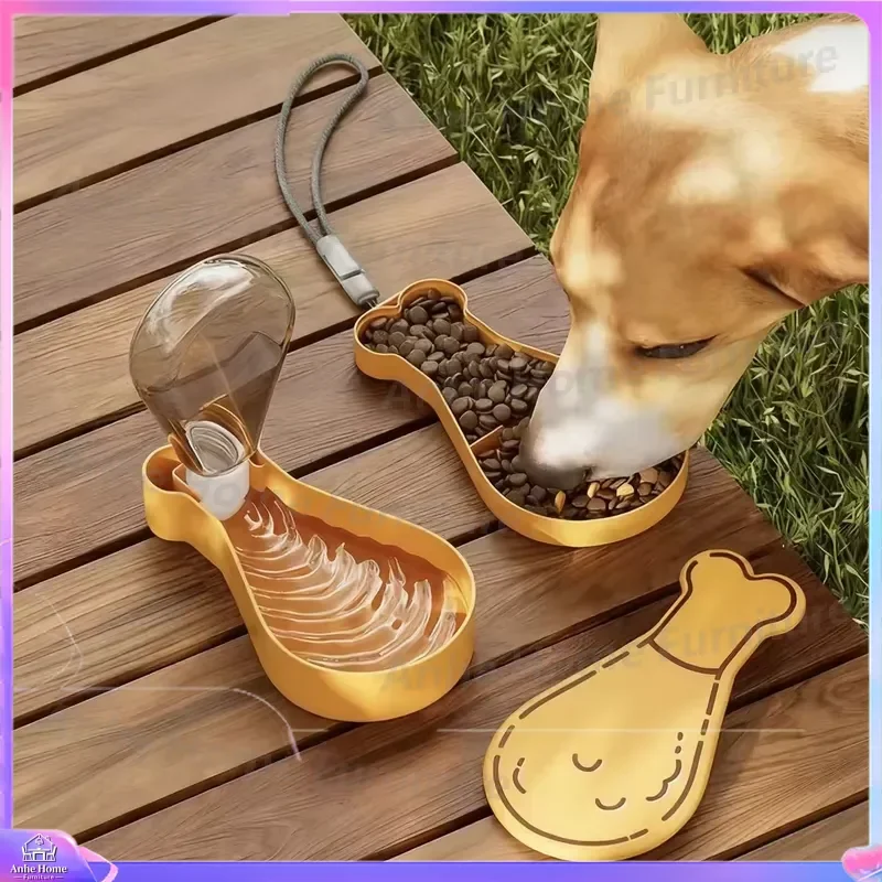 Portable Automatic Dog Bowl Waterproof Plastic Pet Feeder Outdoor Modern Eco Friendly Square Shaker Top Feeding Water