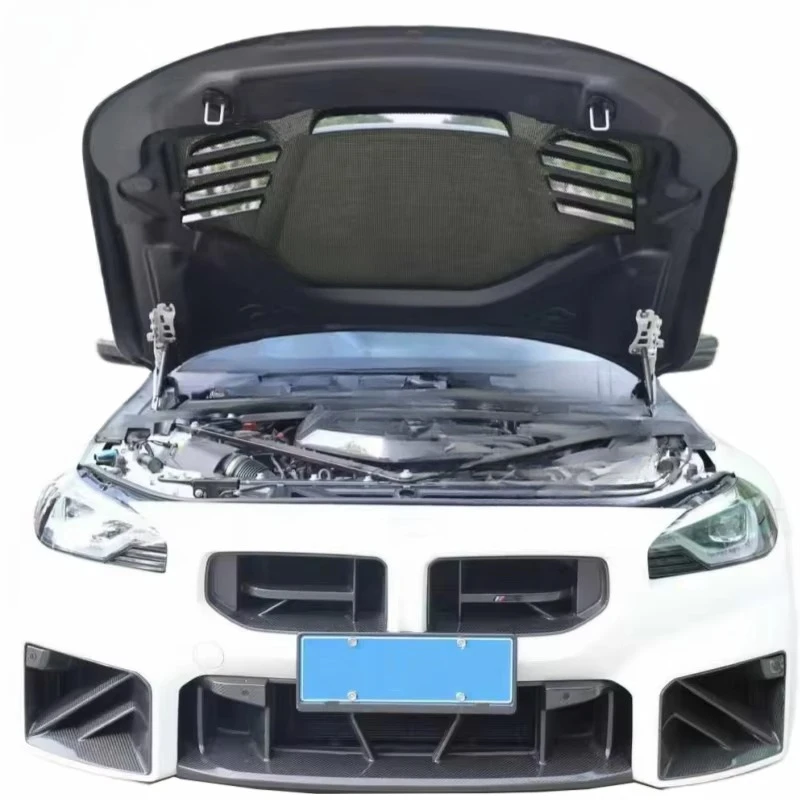 China Factory Wholesale V Style Carbon Fiber Car Engine Hood Bonnet For  2 Series M2 G87 Front Engine Cover Auto Pa