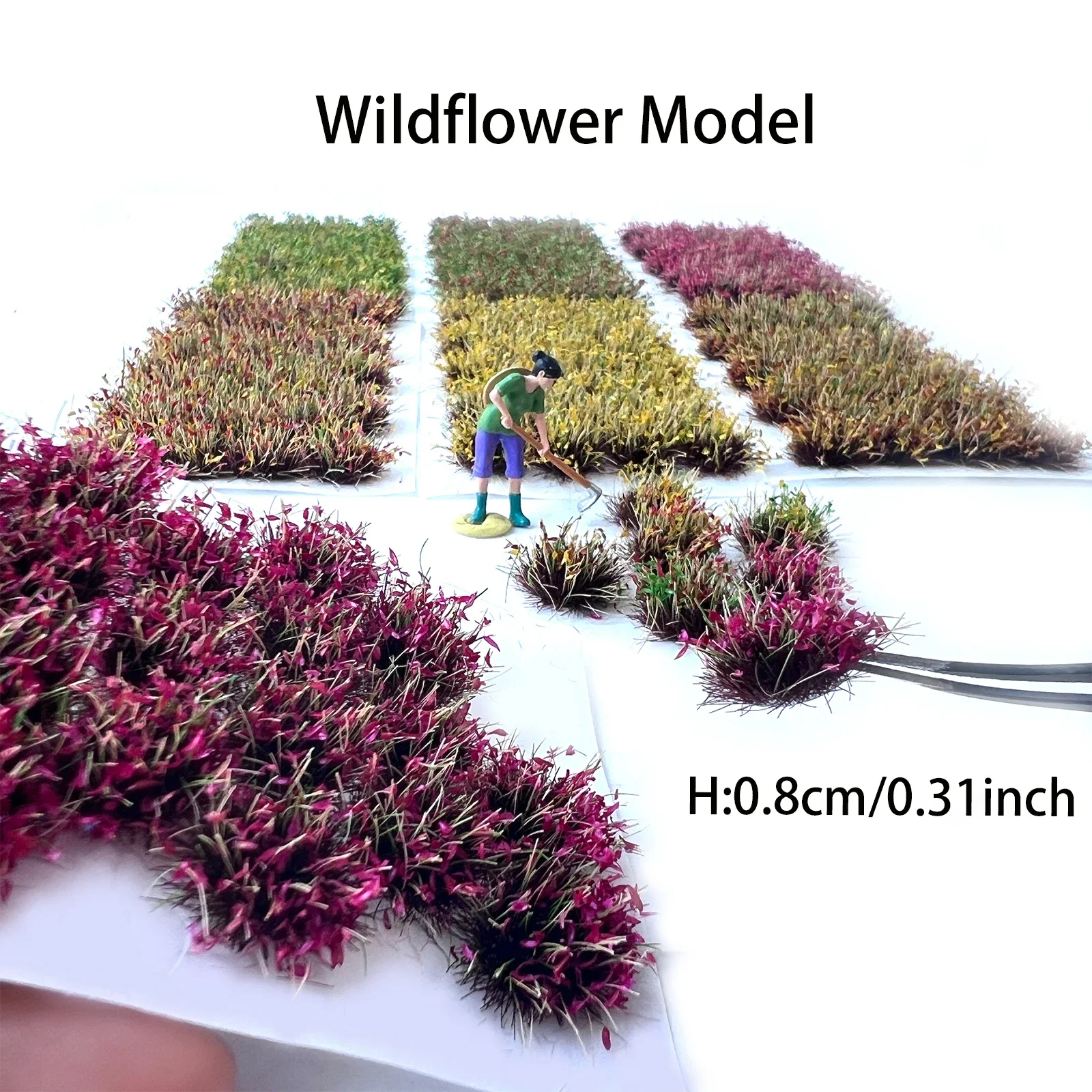 8 مللي متر عشب ثابت العنقودية مصغرة البرية زهرة نموذج الاعشاب ل Ho N السكك الحديدية تخطيط العسكرية المناورات المشهد الصغير Diorama 32 قطعة